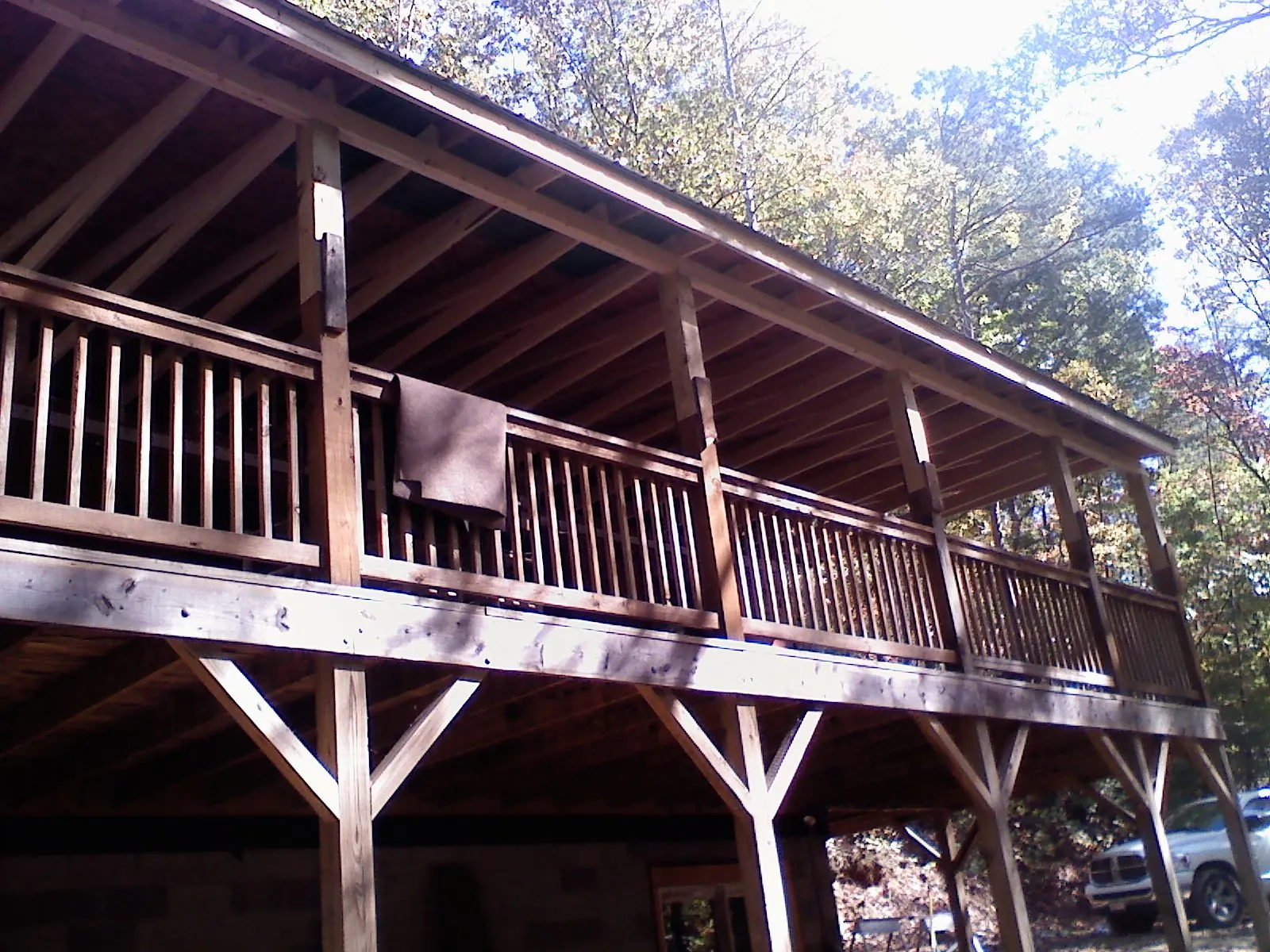 Timber framing under a new elevated porch and deck — Roof Leak Repair in Wadesboro by Roofing Brothers
